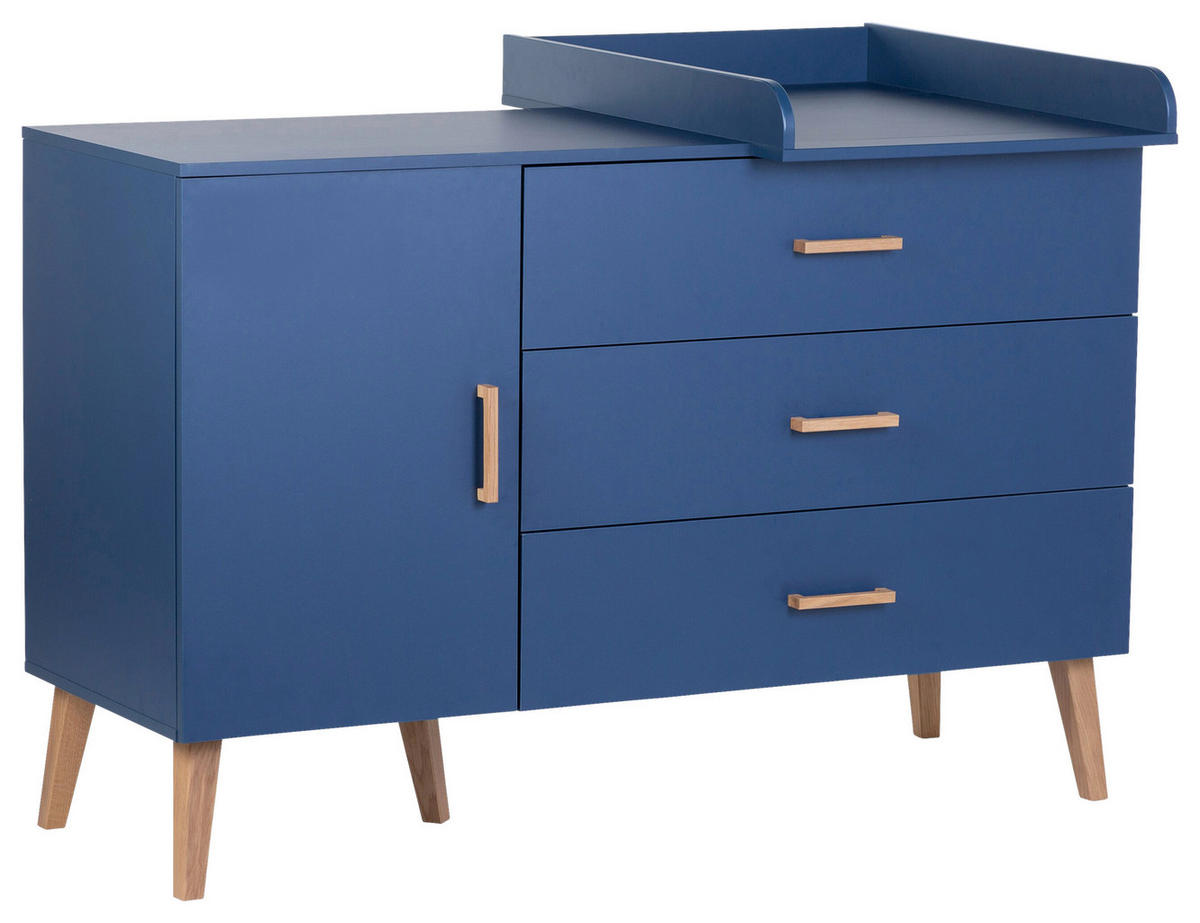 WICKELKOMMODE Bold Blue 2023 Naturfarben, Dunkelblau  - Dunkelblau/Naturfarben, Design, Holz/Holzwerkstoff (137/77/98cm) - Childhome