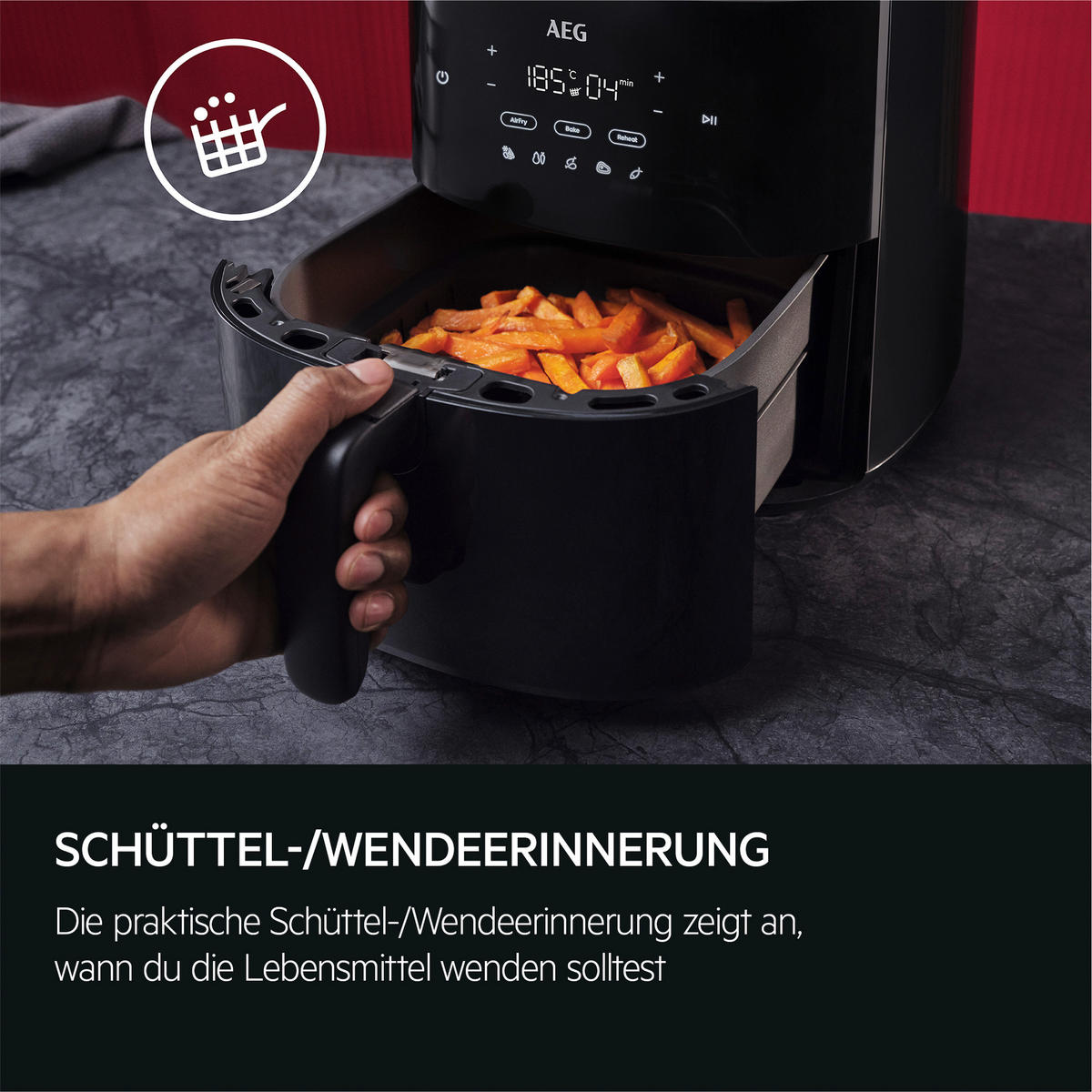 HEIßLUFTFRITTEUSE 3,3 L  - Schwarz, Basics, Kunststoff (28,4/27,4/32,75cm) - AEG
