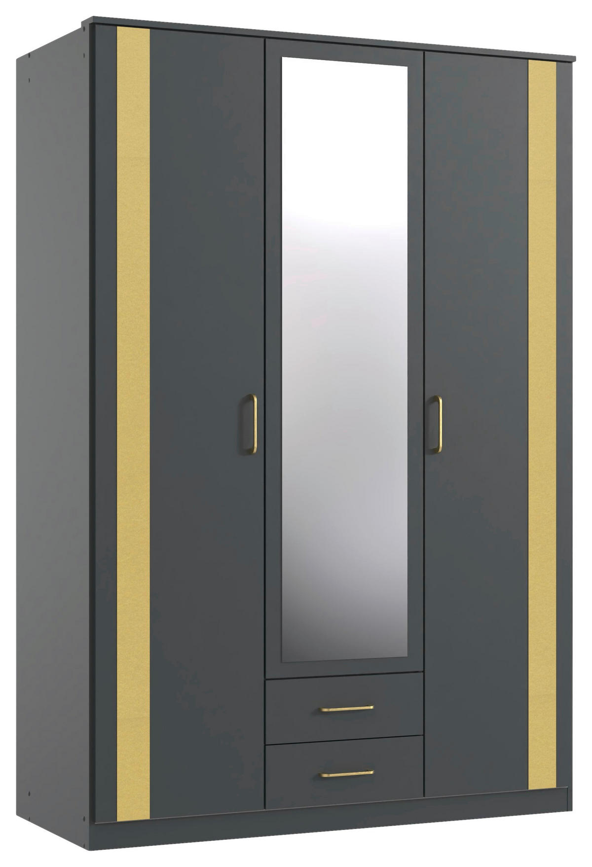 DREHTÜRENSCHRANK  in Graphitfarben, Goldfarben  - Goldfarben/Graphitfarben, Design, Glas/Holzwerkstoff (135/199/58cm) - Carryhome