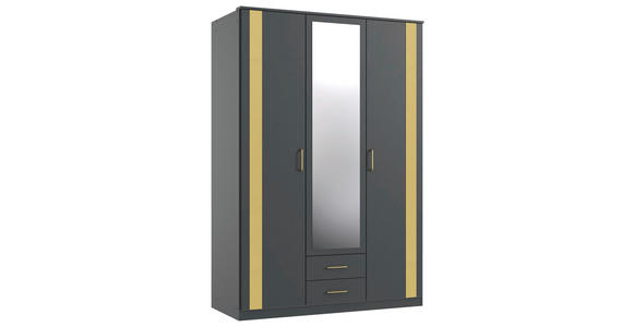 DREHTÜRENSCHRANK in Graphitfarben, Goldfarben - Goldfarben/Graphitfarben, Design, Glas/Holzwerkstoff (135/199/58cm) - Carryhome