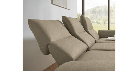 ECKSOFA  in Flachgewebe Hellbraun Armteilverstellung, Relaxfunktion, Drehsitzfunktion  255-365/175-224 cm  - Hellbraun/Schwarz, Design, Textil/Metall (255-365/175-224cm) - Dieter Knoll