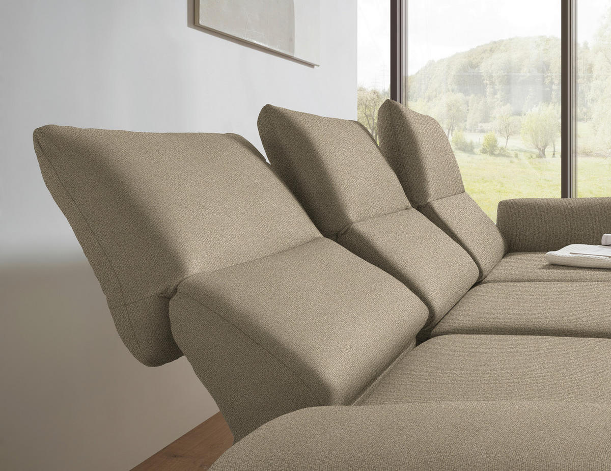 ECKSOFA  in Flachgewebe Hellbraun  255-365/175-224 cm  - Hellbraun/Schwarz, Design, Textil/Metall (255-365/175-224cm) - Dieter Knoll