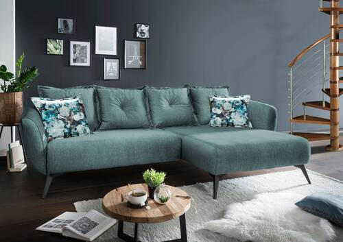 ECKSOFA Blau, Multicolor Velours  - Blau/Multicolor, MODERN, Holz/Textil (277/162cm) - Livetastic