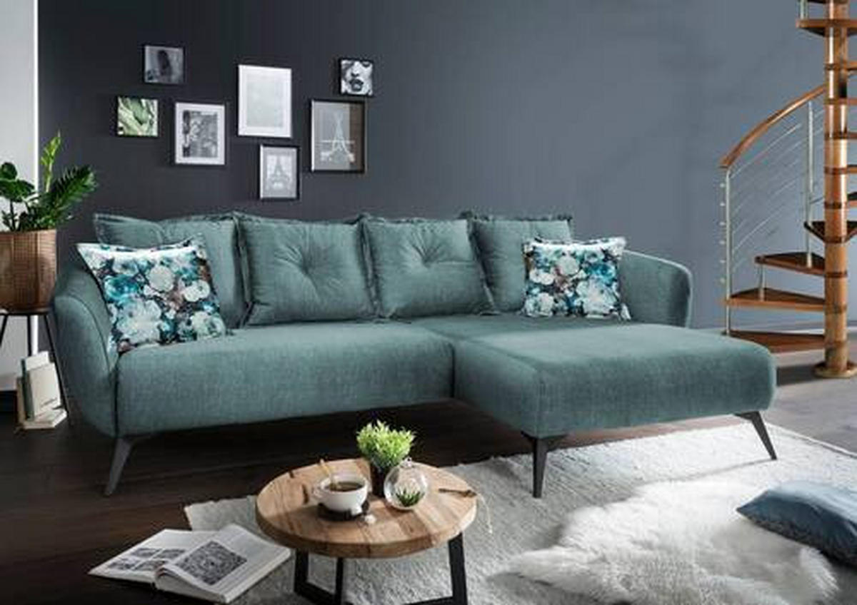ECKSOFA in Velours Blau, Multicolor  - Blau/Multicolor, Modern, Holz/Textil (277/162cm) - Livetastic