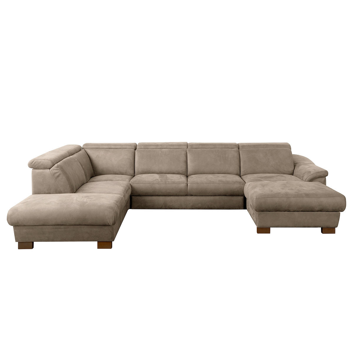 WOHNLANDSCHAFT TREND in Mikrofaser Taupe  - Taupe/Wengefarben, Design, Holz/Textil (273/347/238cm) - Livetastic