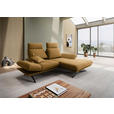 ECKSOFA  in Flachgewebe Currygelb Rücken echt, Armteilverstellung, Drehsitzfunktion  234/155 cm  - Currygelb/Schwarz, Design, Textil/Metall (234/155cm) - Dieter Knoll