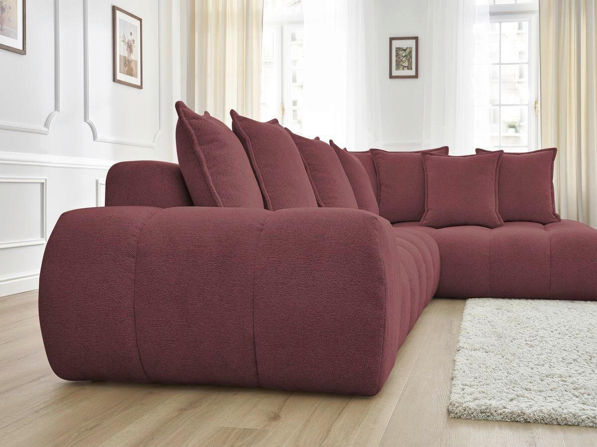 ECKSOFA Ottomane rechts  EVEREST Rot Flachgewebe  - Rot/Schwarz, MODERN, Kunststoff/Textil (352/210cm) - Livetastic