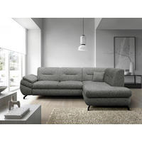 ECKSOFA Grau Struktur, Plüsch  - Schwarz/Grau, Design, Textil/Metall (274/201cm) - MID.YOU