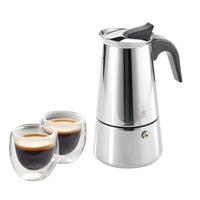 Espressokocher mit 2 Gläsern  - Edelstahlfarben/Transparent, Basics, Glas/Kunststoff (8,3/12,5/17cm) - Gefu