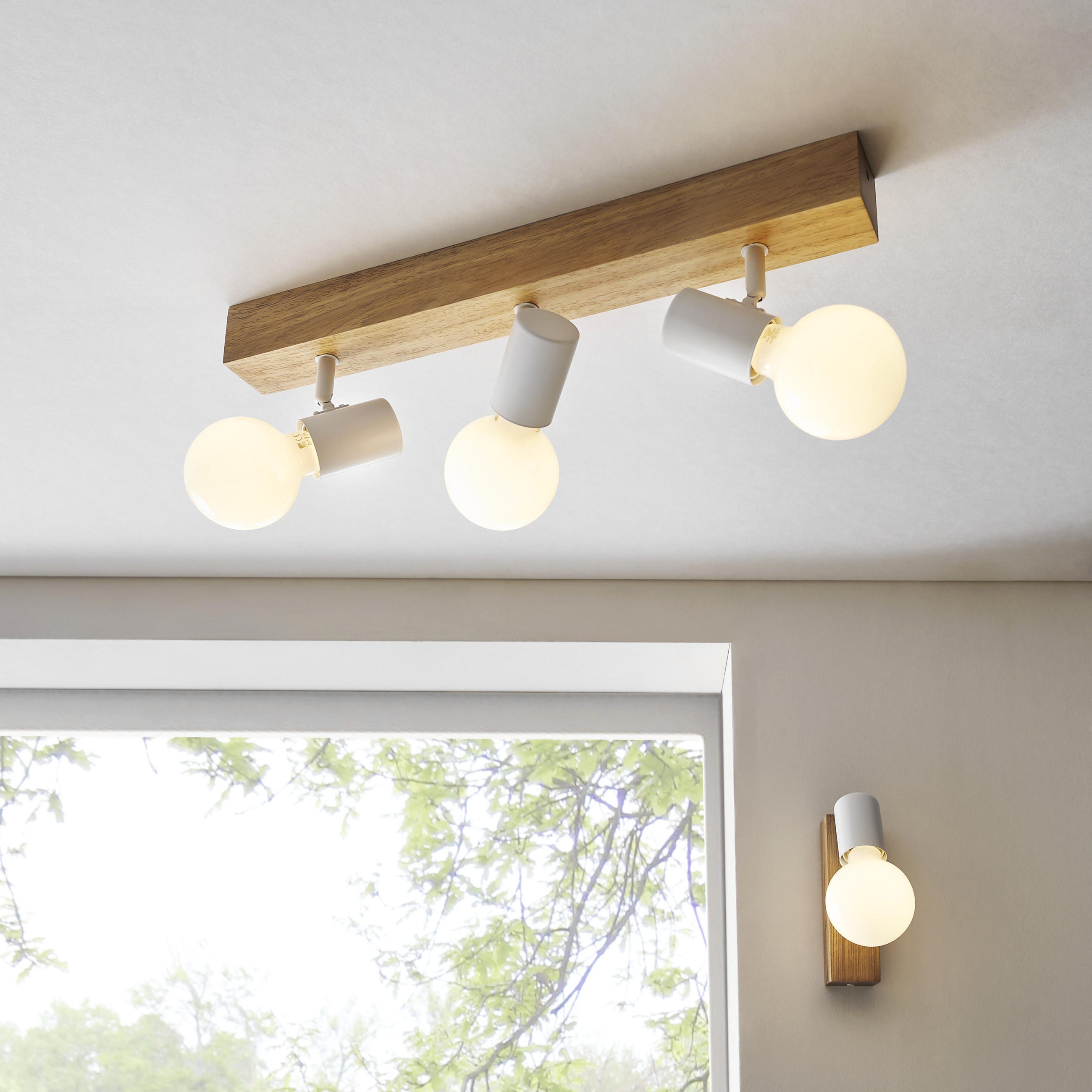 STRAHLER Townshend 3   - Eichefarben/Weiß, Design, Holz/Metall (5/48cm) - Eglo
