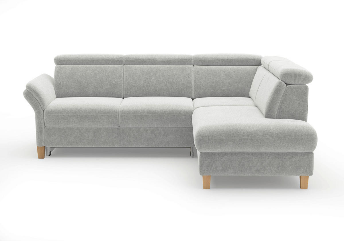ECKSOFA GLENDALE E Hellgrau Flachgewebe  - Eichefarben/Hellgrau, KONVENTIONELL, Holz/Textil (247/193cm) - Sit & More