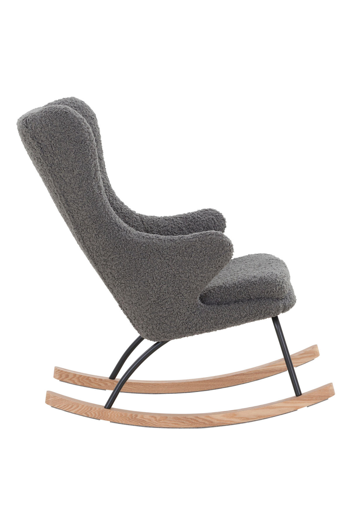 SCHAUKELSTUHL in Teddystoff Grau  - Eichefarben/Schwarz, MODERN, Holz/Textil (66/106/104cm) - Livetastic
