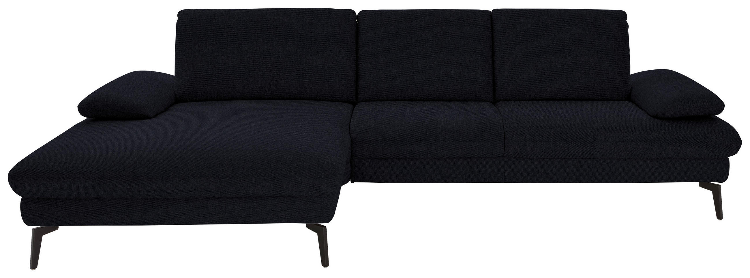 ECKSOFA in Chenille, Mikrofaser Schwarz  - Schwarz, Design, Textil/Metall (157/299cm) - Dieter Knoll