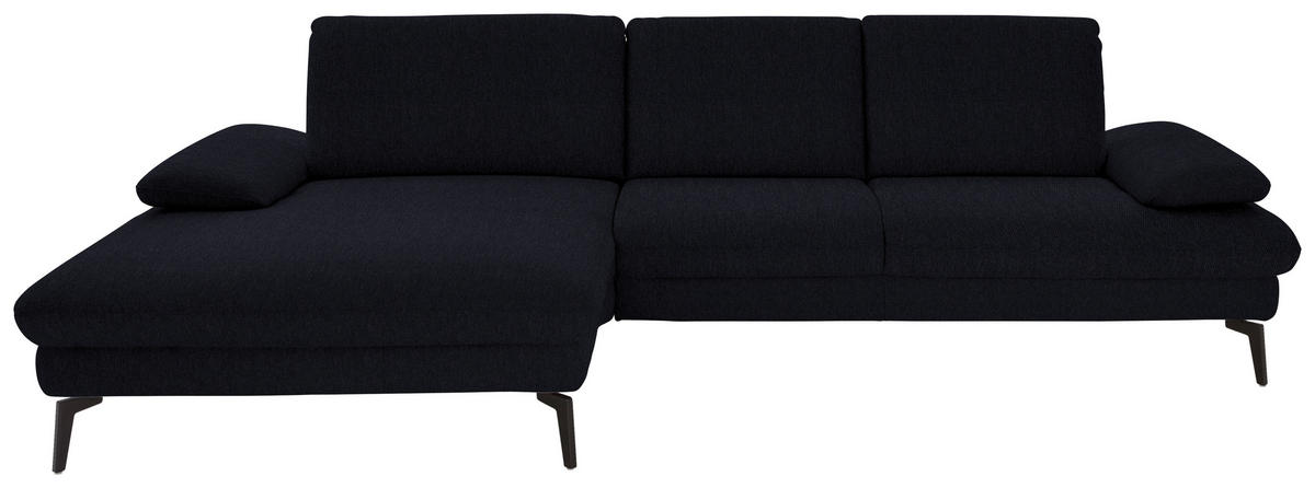ECKSOFA in Chenille, Mikrofaser Schwarz  - Schwarz, Design, Textil/Metall (157/299cm) - Dieter Knoll