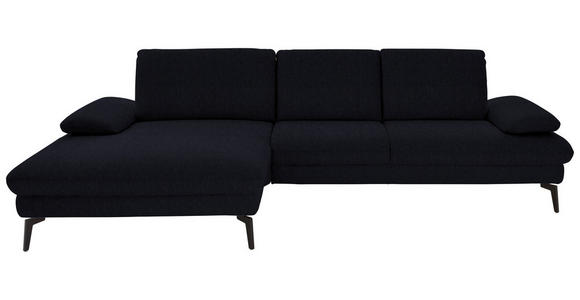 ECKSOFA in Chenille, Mikrofaser Schwarz  - Schwarz, Design, Textil/Metall (157/299cm) - Dieter Knoll