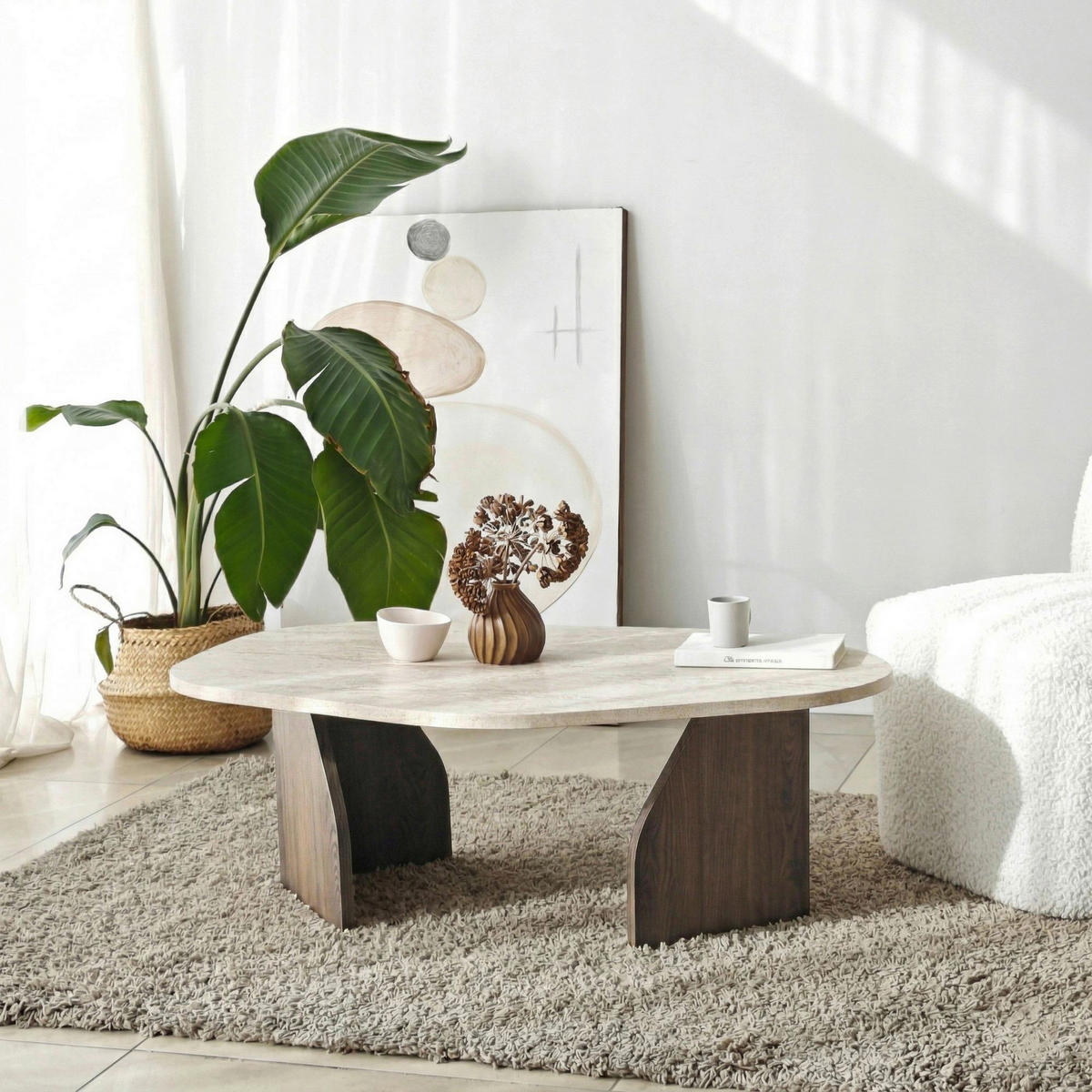COUCHTISCH Beige, Walnussfarben  - Beige/Walnussfarben, MODERN, Holzwerkstoff (100/35/60cm) - MID.YOU