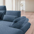 ECKSOFA  in Flachgewebe Blau Rücken echt, Armteilverstellung, Relaxfunktion  234/155 cm  - Blau/Schwarz, Design, Textil/Metall (234/155cm) - Dieter Knoll