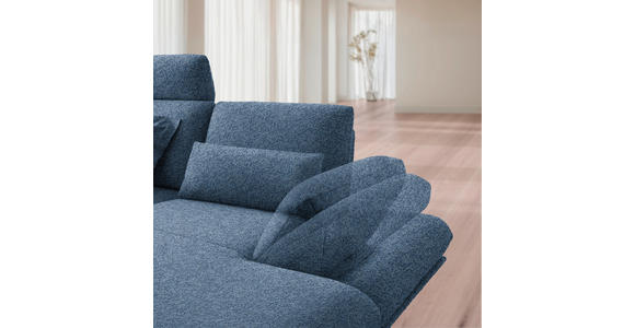 ECKSOFA  in Flachgewebe Blau Rücken echt, Armteilverstellung, Relaxfunktion  234/155 cm  - Blau/Schwarz, Design, Textil/Metall (234/155cm) - Dieter Knoll