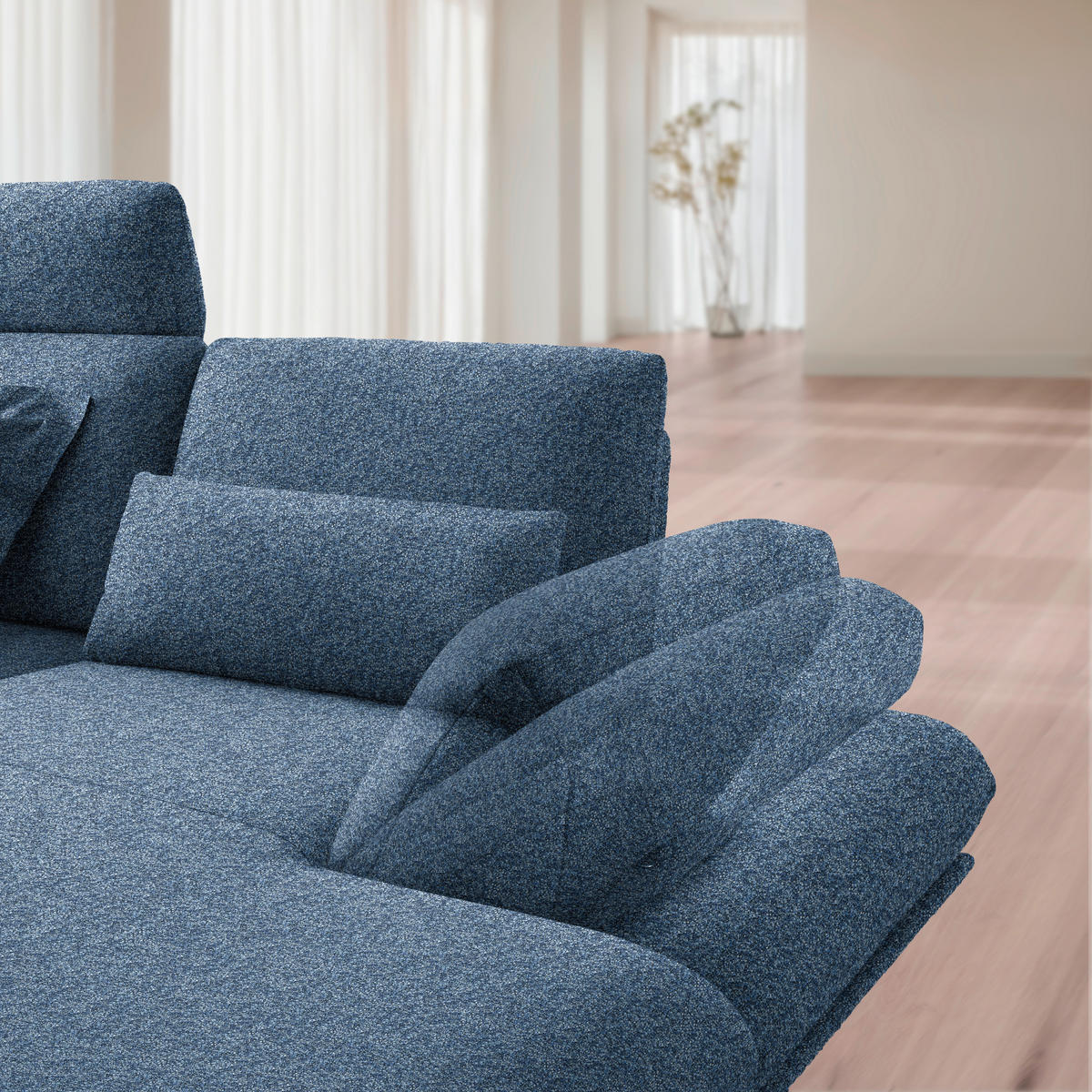 ECKSOFA  in Flachgewebe Blau  234/155 cm  - Blau/Schwarz, Design, Textil/Metall (234/155cm) - Dieter Knoll