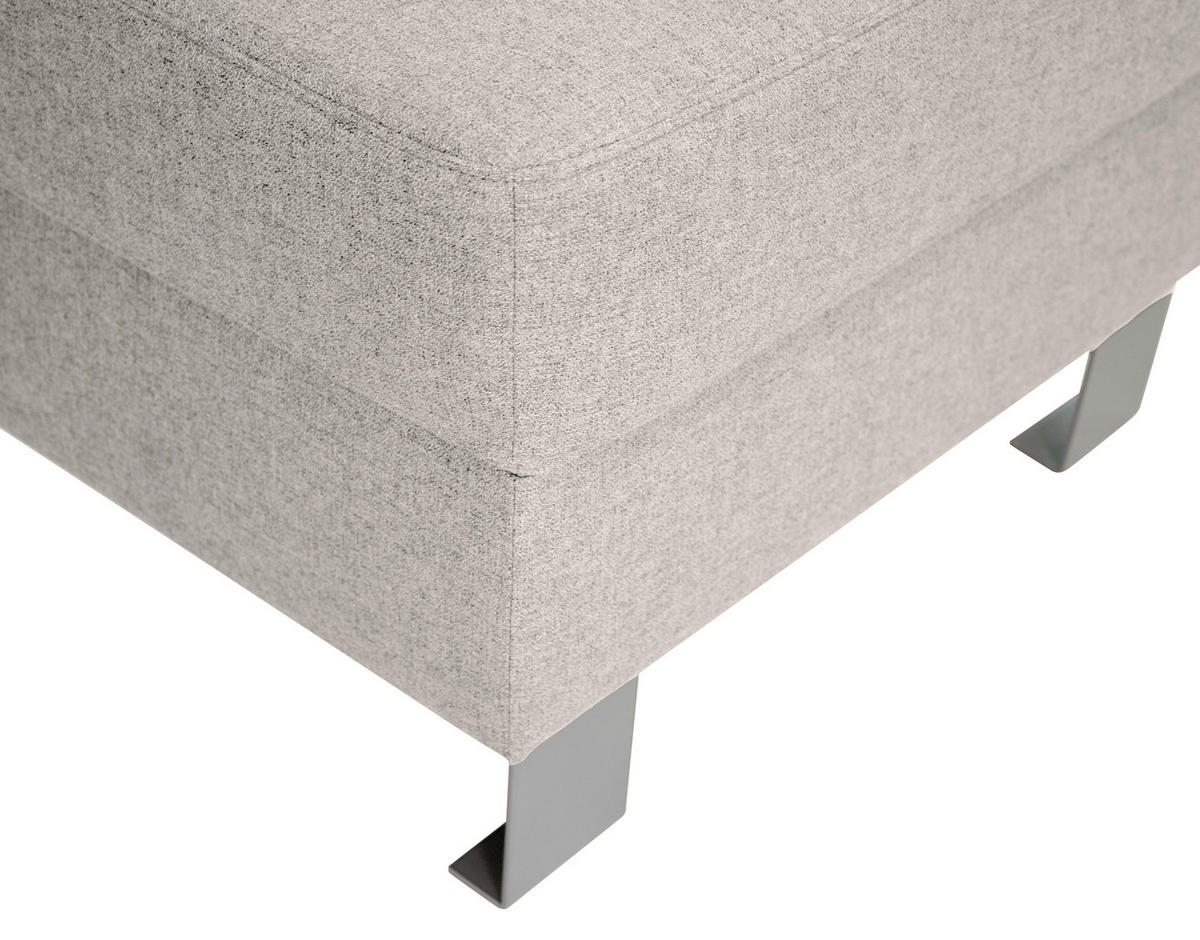 HOCKER in Textil Ecru  - Ecru/Silberfarben, Design, Textil/Metall (62/41/62cm) - Xora