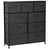 KOMMODE , 96/104/30 cm, 9 Schublade(n)  - Dunkelgrau/Schwarz, MODERN, Holzwerkstoff/Textil (96/104/30cm) - PBJ