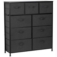 KOMMODE , 96/104/30 cm, 9 Schublade(n)  - Dunkelgrau/Schwarz, MODERN, Holzwerkstoff/Textil (96/104/30cm) - PBJ