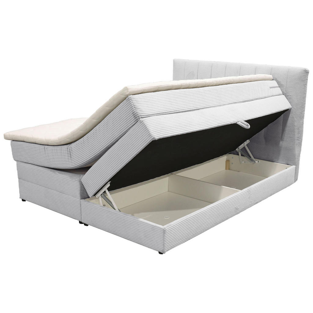 Thumbnail - Boxxx Boxspringbett, Hellgrau, Textil, H2, 7-Zonen, Höhe ca. 17 cm, 180x200 cm, Made in EU, Topper durchgehend, in versc...