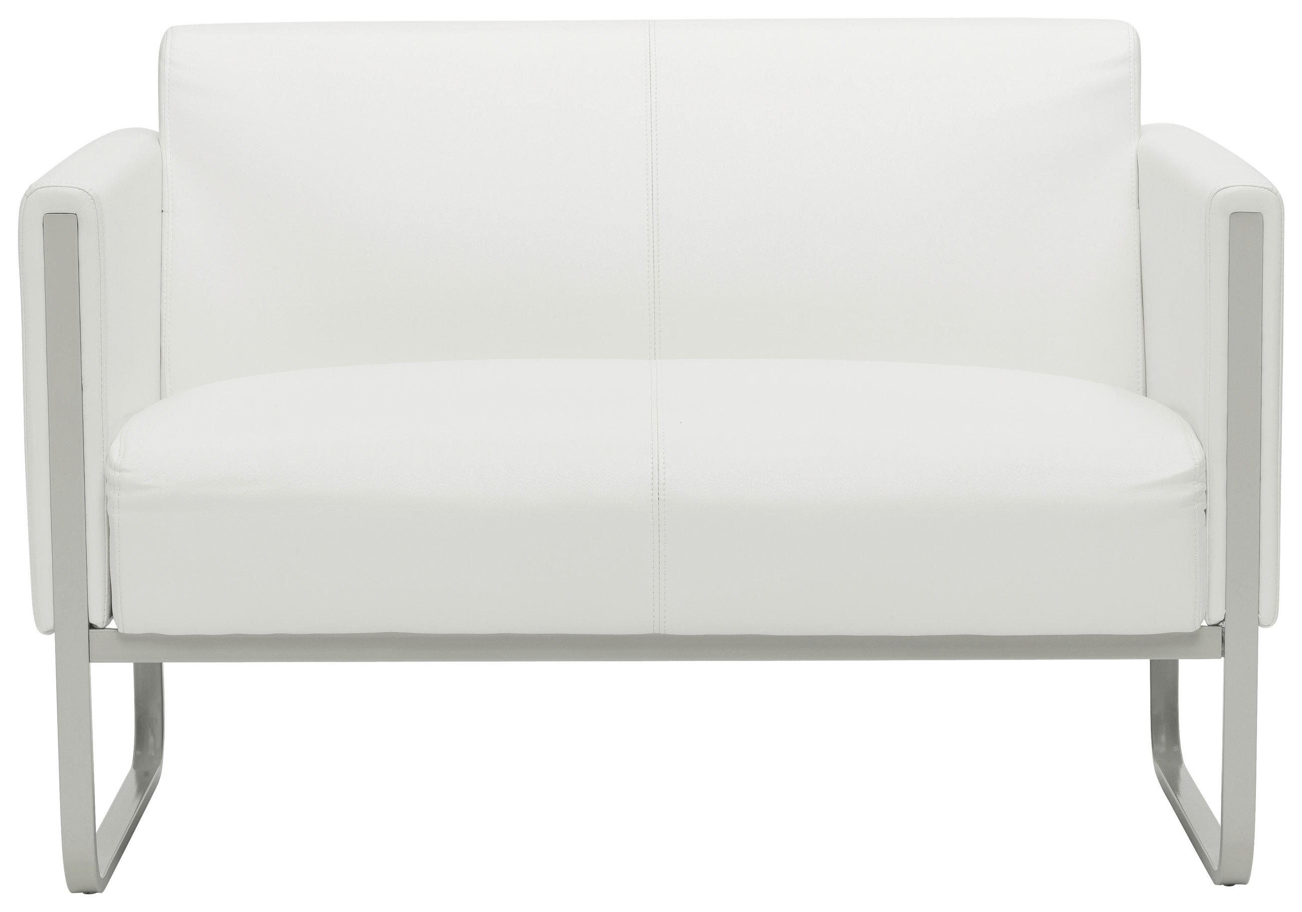 2-SITZER-SOFA Lederlook Weiß  - Weiß/Grau, MODERN, Textil/Metall (111/78/71cm) - MID.YOU