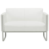 2-SITZER-SOFA Lederlook Weiß  - Weiß/Grau, MODERN, Textil/Metall (111/78/71cm) - MID.YOU