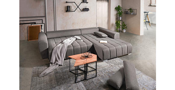 ECKSOFA  in Webstoff Braun, Grau  218/304 cm  - Silberfarben/Braun, Design, Kunststoff/Textil (218/304cm) - Carryhome