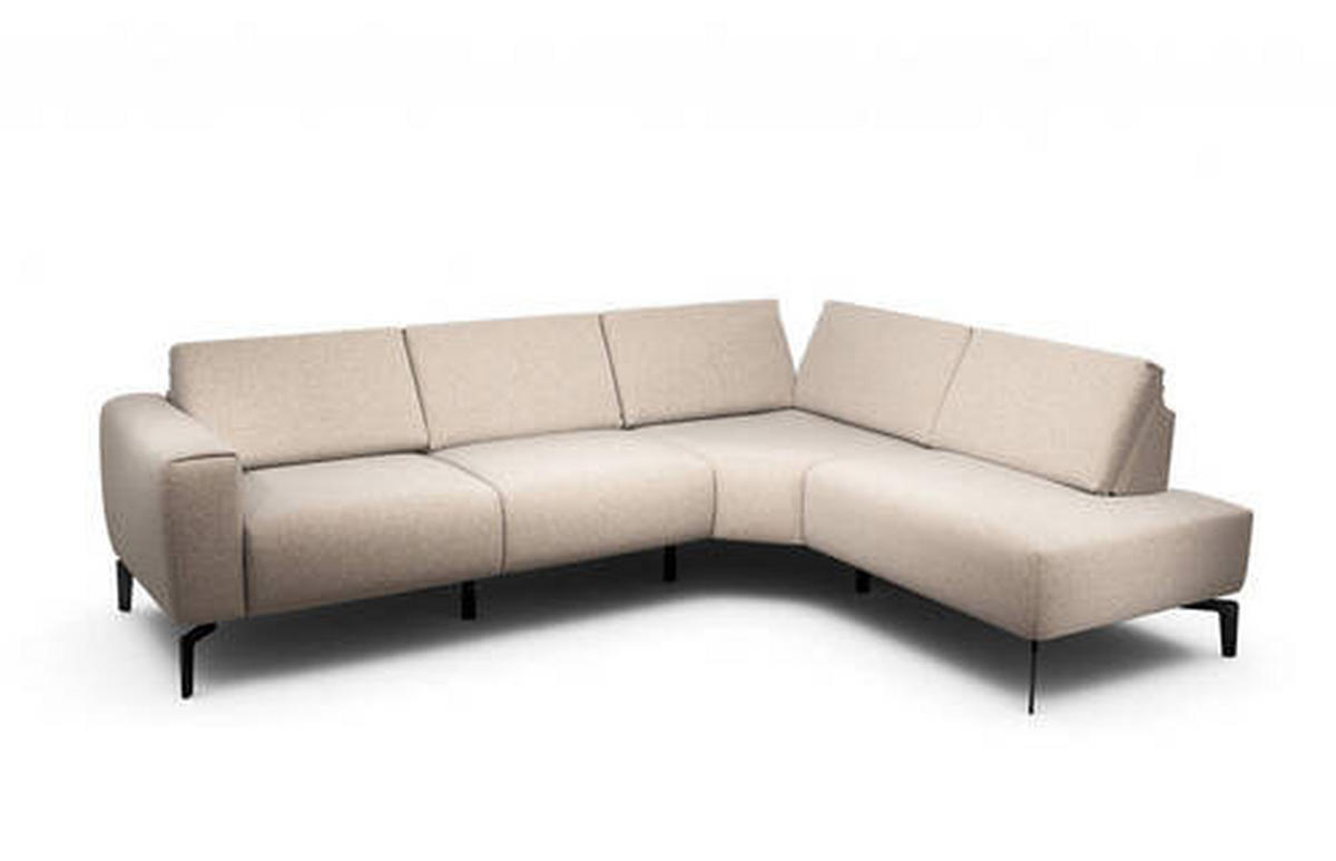 ECKSOFA Cosy Sandfarben Samt  - Sandfarben/Schwarz, Design, Textil/Metall (256/193cm) - SENSOO