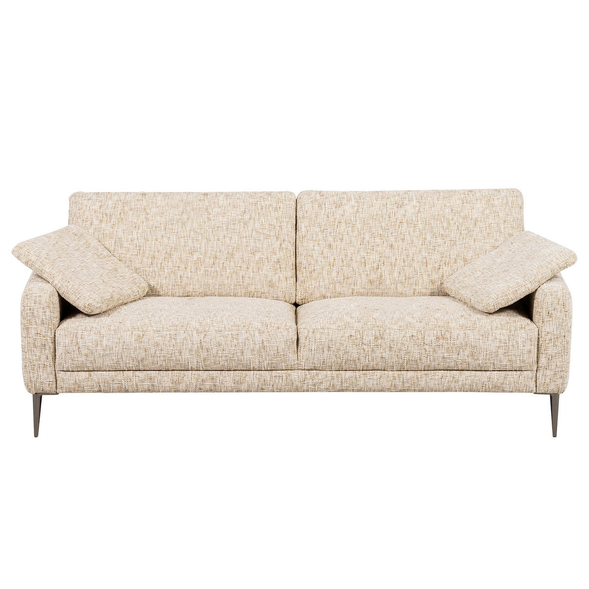 3,5-SITZER - Beige/Schwarzchrom, Design, Textil/Metall (207/85/92cm) - Livetastic