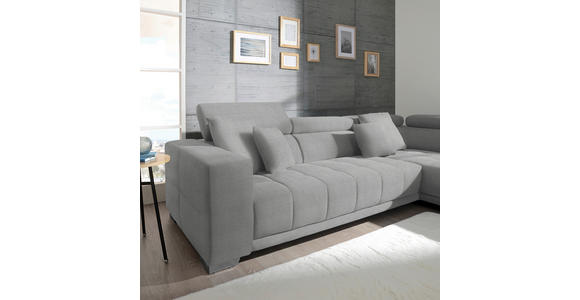 ECKSOFA  in Mikrofaser Hellgrau  301/207 cm  - Chromfarben/Hellgrau, Design, Textil/Metall (301/207cm) - Xora