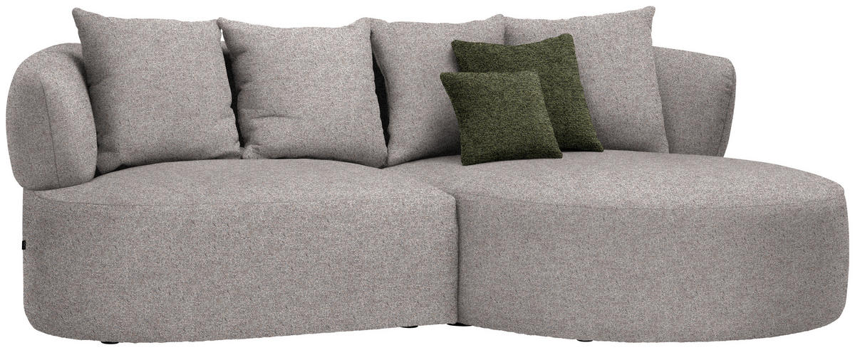 ECKSOFA in Chenille Greige  235/166 cm  - Greige/Schwarz, MODERN, Kunststoff/Textil (235/166cm) - Hom`in