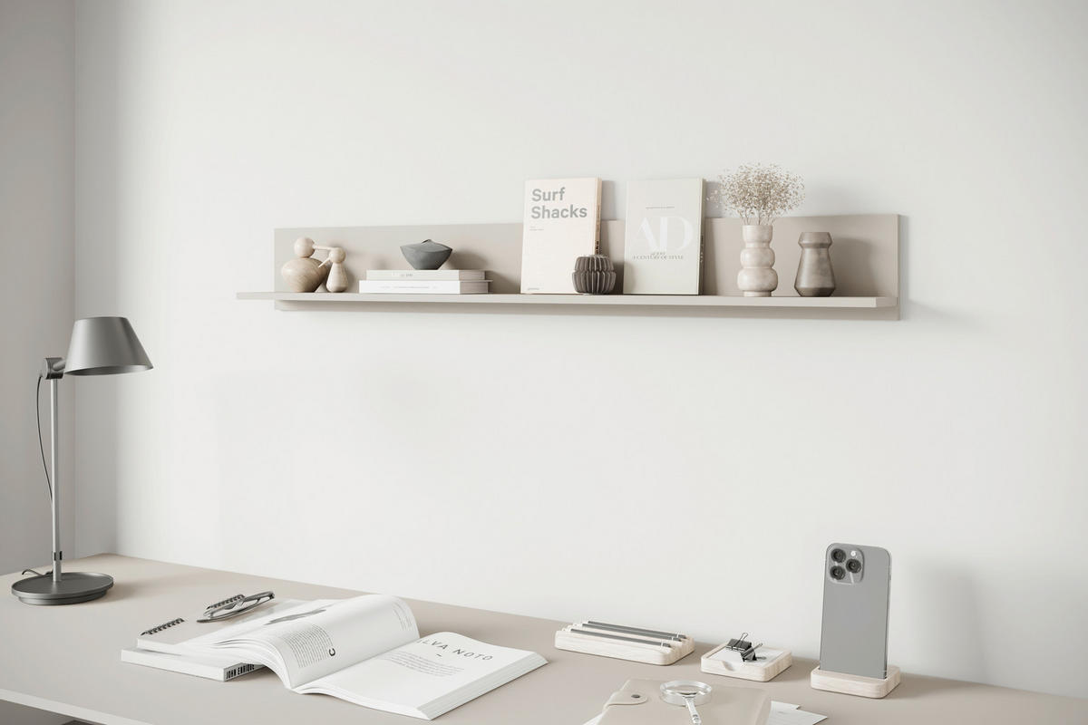 WANDBOARD in 138,5/18/12 cm Beige, Kaschmir  - Kaschmir/Beige, Design, Holzwerkstoff (138,5/18/12cm) - Livetastic