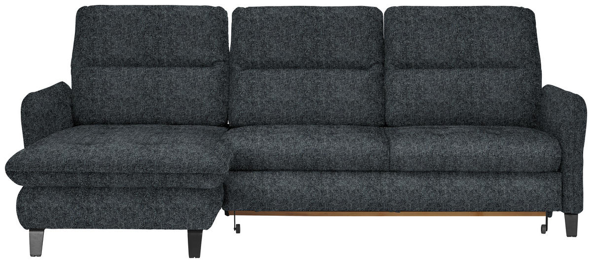ECKSOFA Dunkelgrau Chenille  - Dunkelgrau/Schwarz, KONVENTIONELL, Textil/Metall (190/254cm) - Livetastic