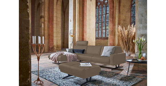 ECKSOFA in Echtleder Greige  - Greige/Anthrazit, KONVENTIONELL, Leder/Metall (182/324cm) - Ambiente