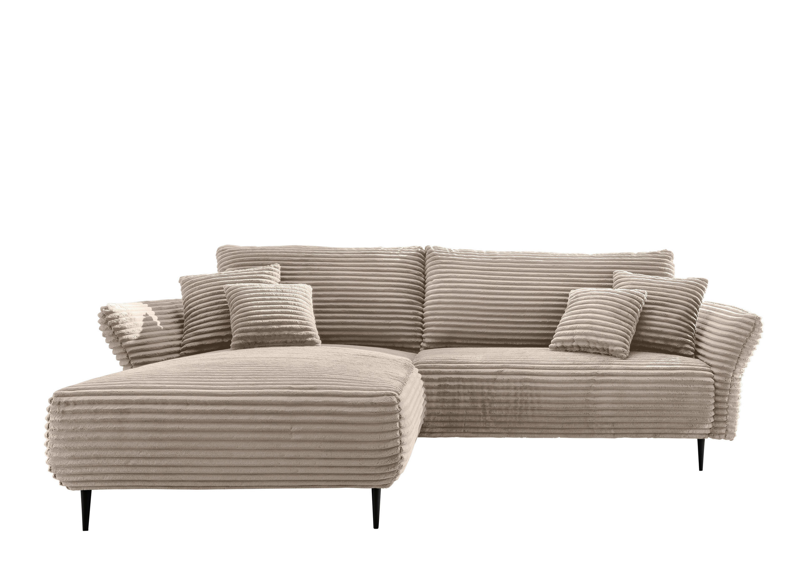 ECKSOFA Cappuccino Cord  - Schwarz/Cappuccino, Design, Textil/Metall (178/264-302cm) - Livetastic