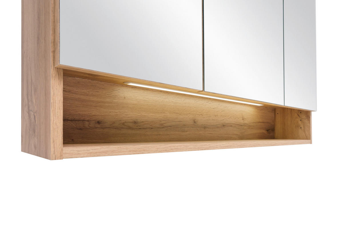 SPIEGELSCHRANK 100/64/20 cm  - Chromfarben/Eiche Wotan, Natur, Glas/Holzwerkstoff (100/64/20cm) - Xora
