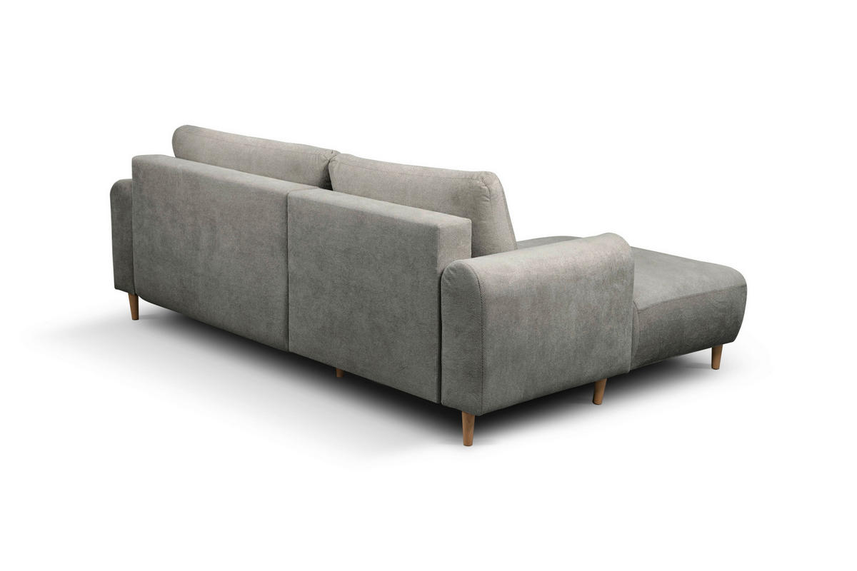 ECKSOFA VIRA Grau Struktur Rückenkissen, Bettkasten, Liegefläche im Originalstoff  - Naturfarben/Grau, Design, Holz/Textil (150/230cm) - MID.YOU