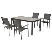 GARTENSET 5-teilig  - Graphitfarben/Grau, MODERN, Textil/Metall - Gardenson