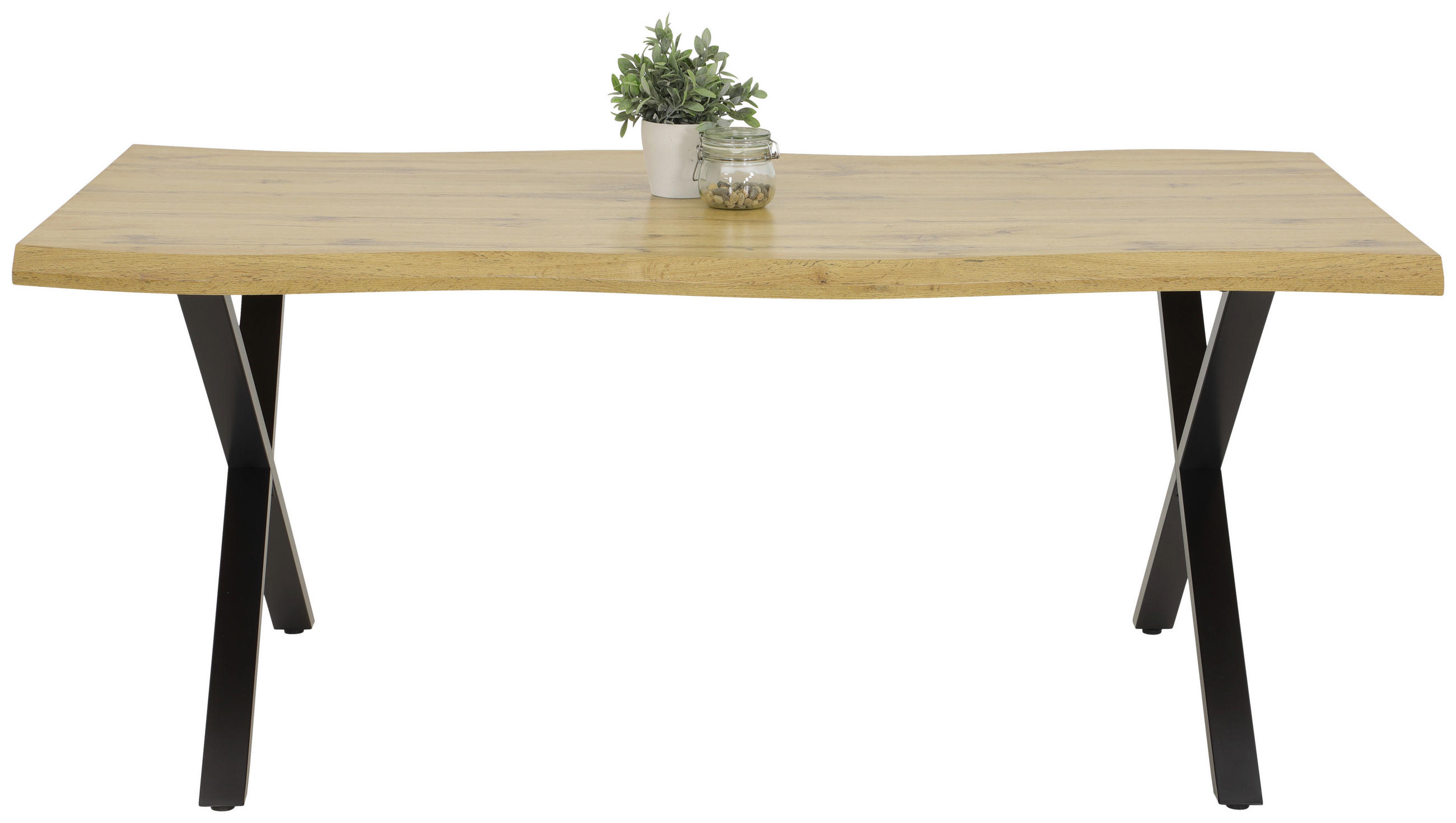 ESSTISCH in Metall, Holzwerkstoff 200/100/76 cm  - Eichefarben/Schwarz, Natur, Holzwerkstoff/Metall (200/100/76cm) - Boxxx