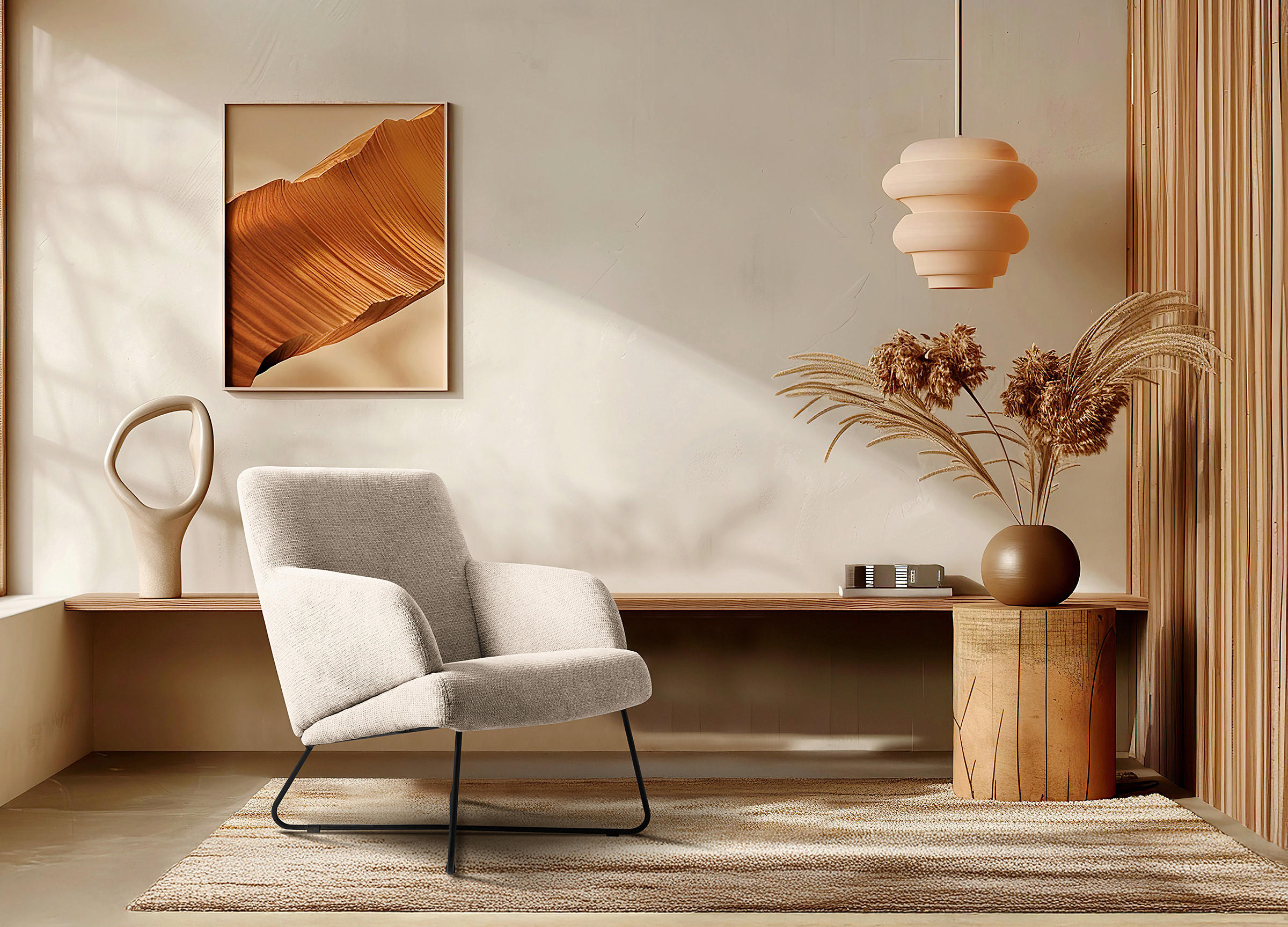 SESSEL Chenille Beige  - Beige/Schwarz, Design, Textil/Metall (67/87/74cm) - Livetastic