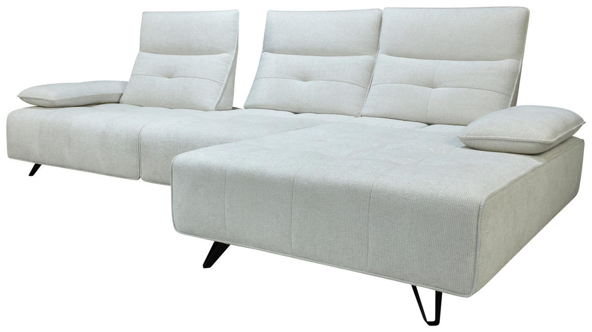 ECKSOFA Creme Chenille  - Creme/Schwarz, Design, Kunststoff/Textil (314/162cm) - Livetastic