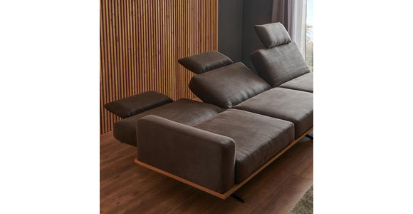 ECKSOFA in Flachgewebe Braun  - Schwarz/Braun, Natur, Textil/Metall (326/170cm) - Valnatura