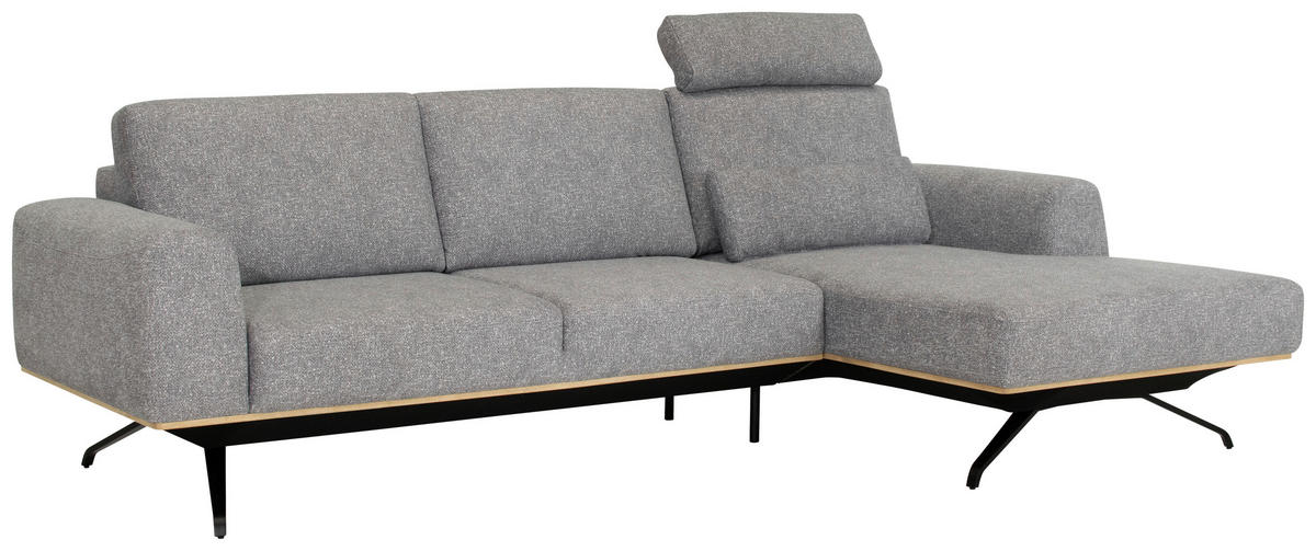 ECKSOFA in Struktur Grau  - Schwarz/Grau, Design, Textil/Metall (262/157cm) - Novel