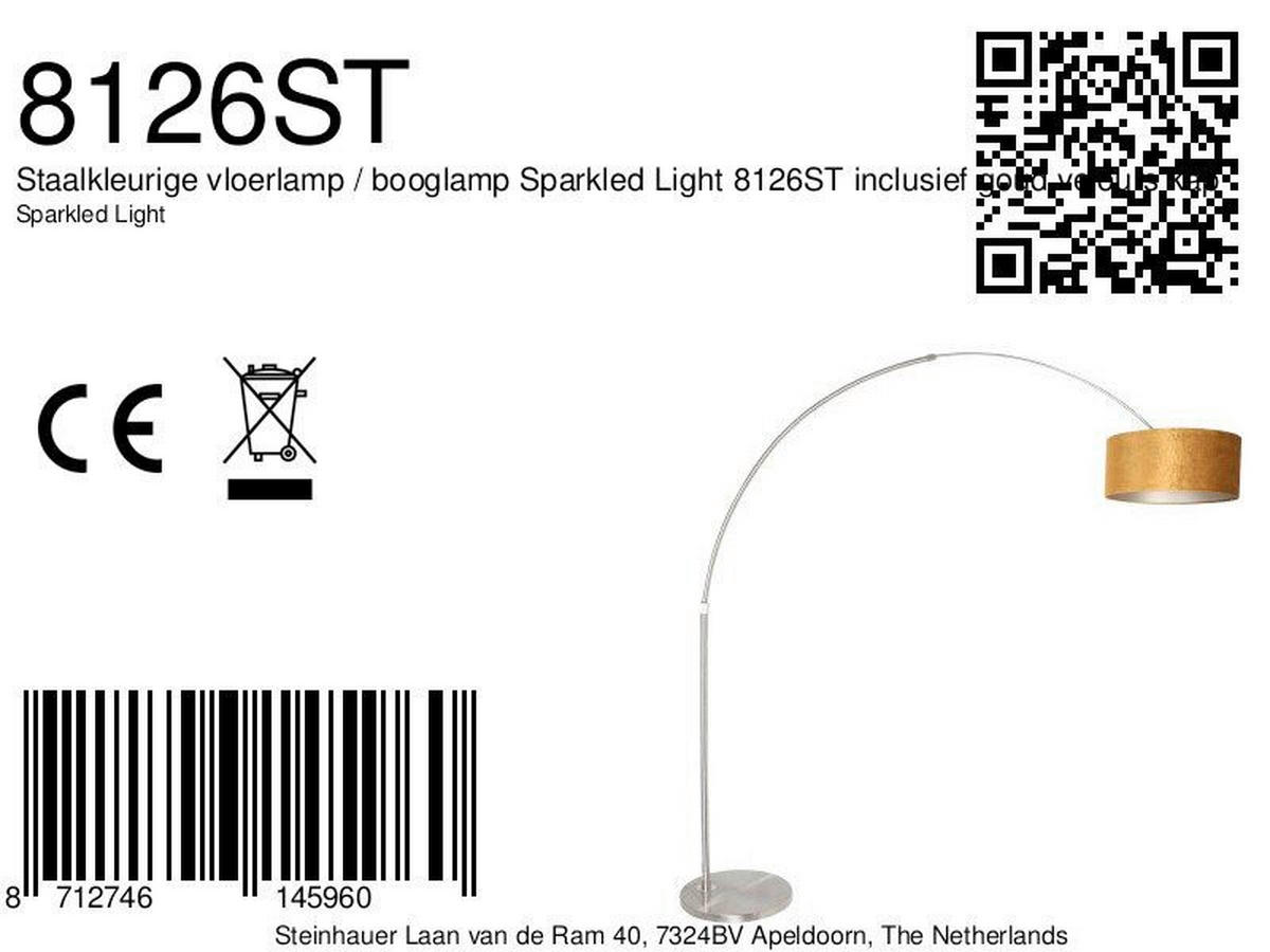 STEHLEUCHTE SPARKLED LIGHT 50/240/230 cm  - Edelstahlfarben/Goldfarben, Trend, Leder/Metall (50/240/230cm)