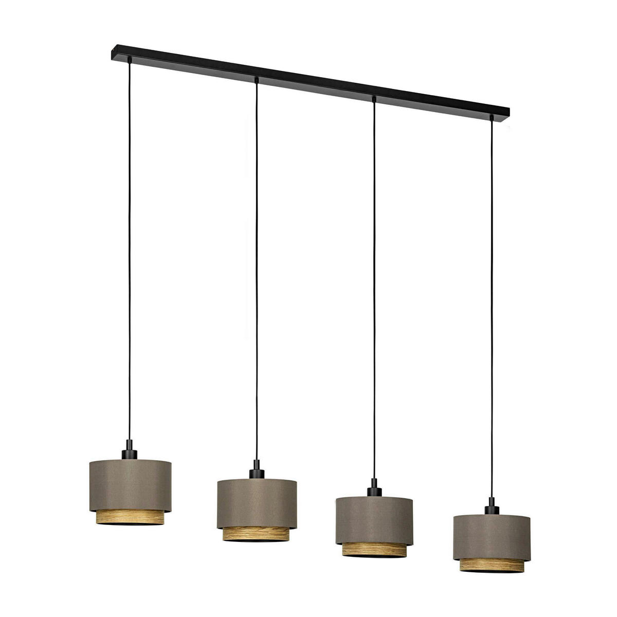 HÄNGELEUCHTE 146/23/150 cm  - Schwarz/Braun, KONVENTIONELL, Holz/Textil (146/23/150cm) - Eglo