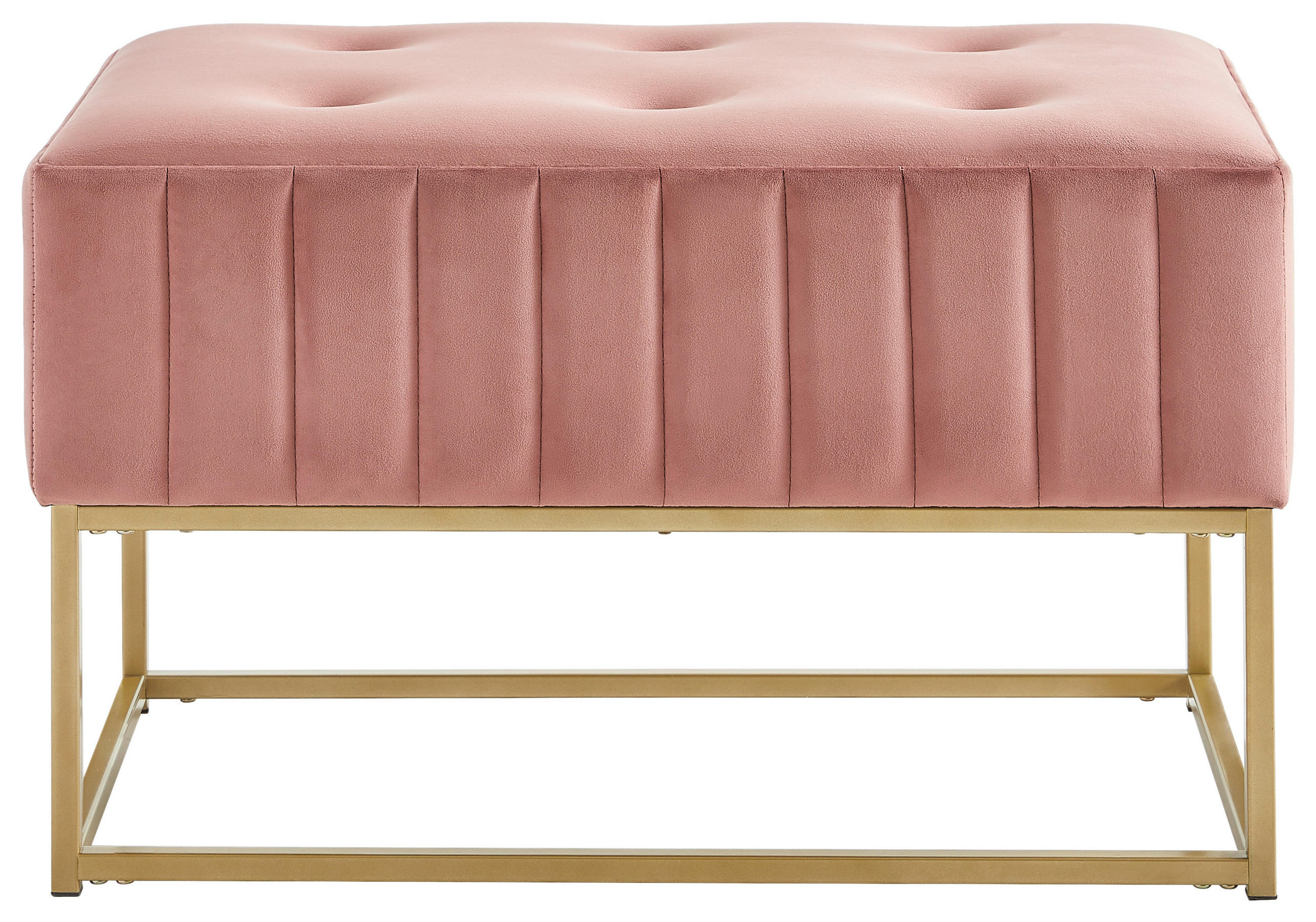 HOCKERBANK 72/41/46 cm Samt Goldfarben, Altrosa  - Goldfarben/Altrosa, LIFESTYLE, Textil/Metall (72/41/46cm) - Xora