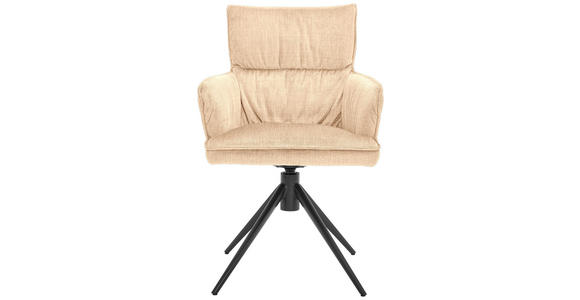 ARMLEHNSTUHL in Eisen Velours - Creme/Schwarz, Design, Textil/Metall (58/91/62cm) - Dieter Knoll